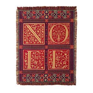 NOEL Vintage Cotton Jacquard Woven Christmas Throw from Rug Barn by the designer